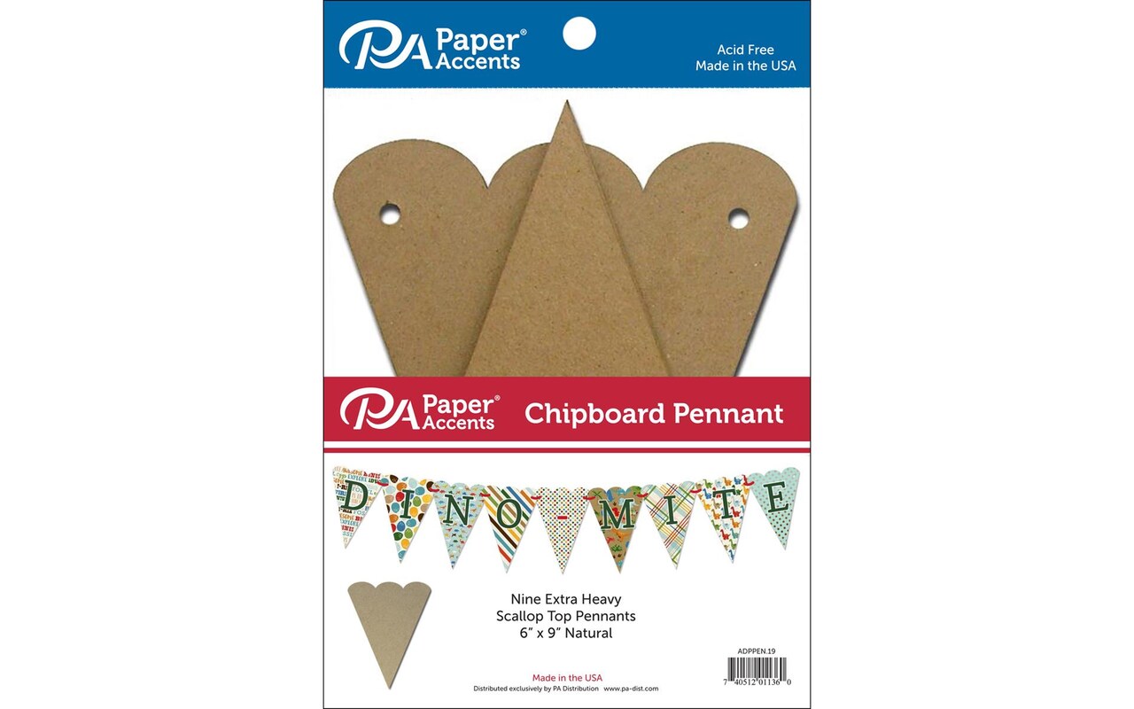 Chip Pennant Scallop Top 6x9 9pc Natural